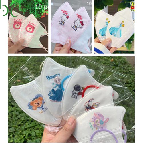 Nhanh Chóng⚡Khẩu Trang 4 Lớp Họa Tiết Động Vật Hoạt Hình Dễ Thương Dùng Một Lần Bảo Vệ Cho Bé Trai Và Bé Gái