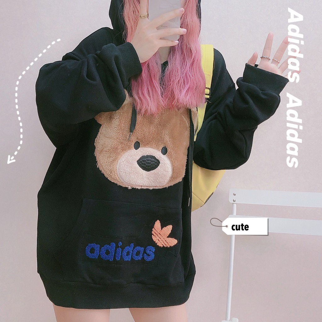 [Babe I'm Real] Áo Hoodie Adidas Teddy Bear ( Full Tag, mac,... )