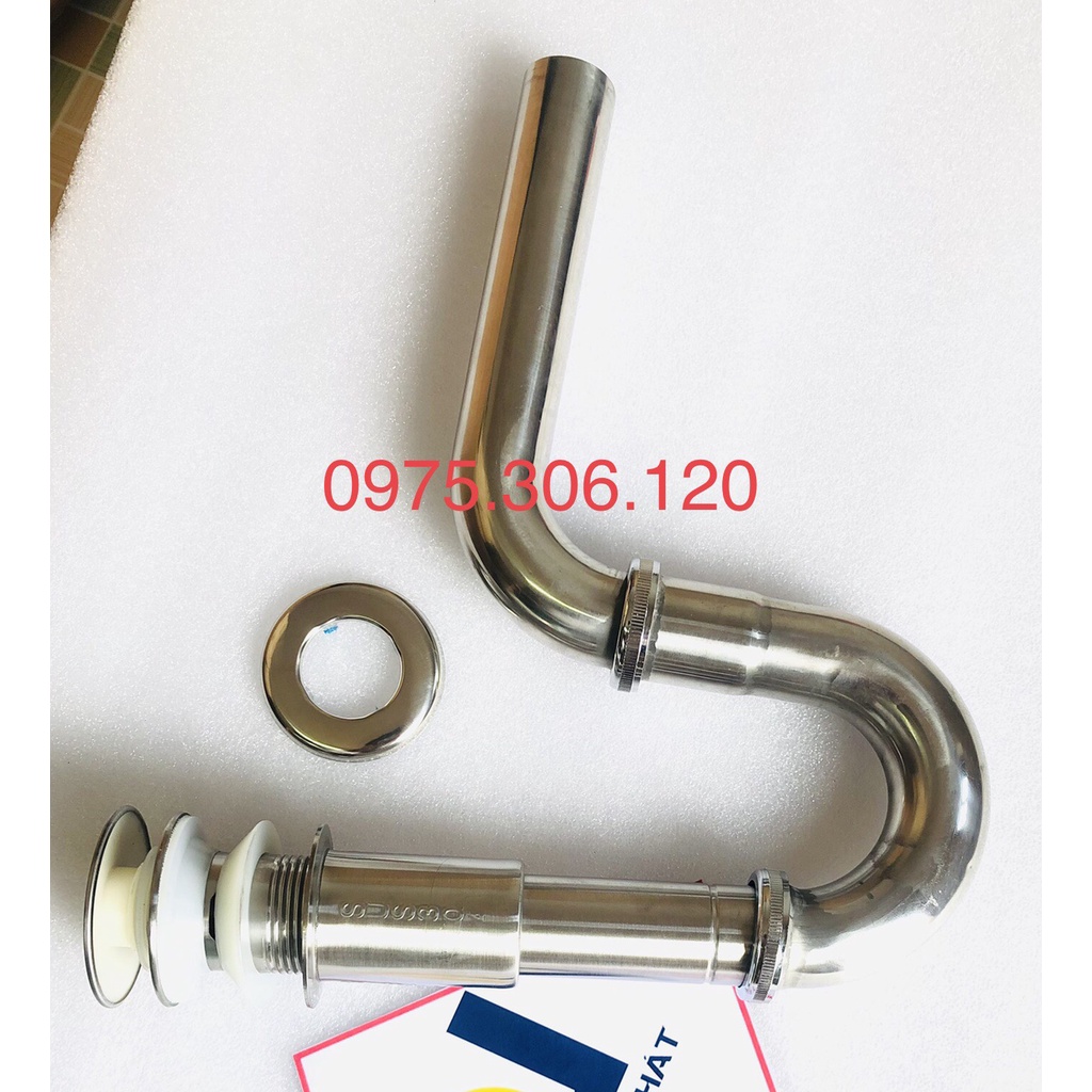 Ống Xả Xiphong Bồn Rửa Mặt Lavabo X04 inox 304 100% ống dày ren vặn dày xả cho chậu có xả tràn