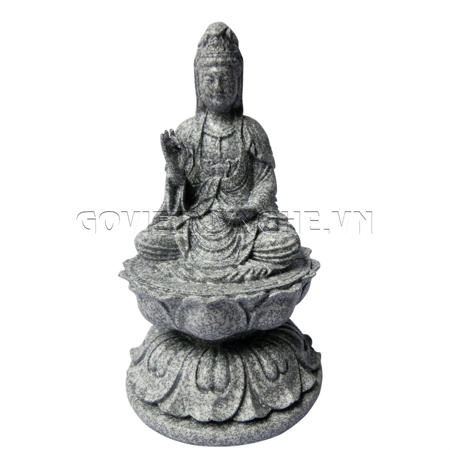 Tượng Đá Phật Quán Thế Âm - Màu Xám