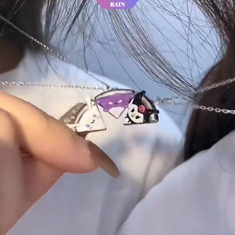 Sanrio Vòng cổ Nam Châm Mặt Hình Pizza Hello Kitty My Melody Kuromi Cinnamoroll Baku Quà Tặng Trang Sức Cho Nữ [RAIN]
