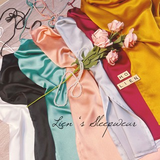 Đầm ngủ lụa yếm xẻ tà sexy - Set choàng lụa