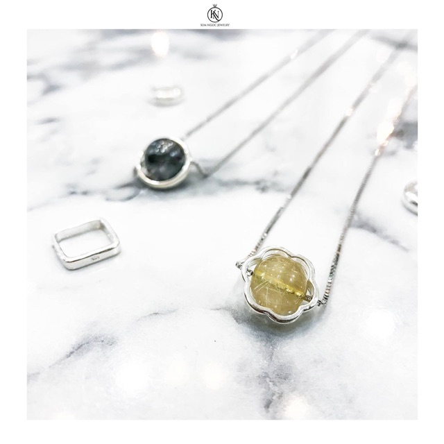 1 Charm bạc khung xuyên qua hạt đá