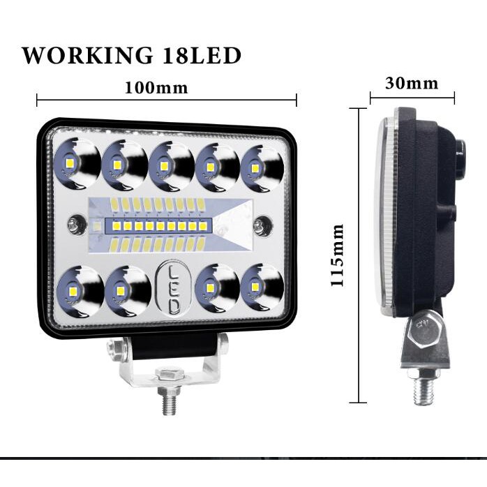 Set 2 bảng đèn LED 12V 24V 54W 3030 18SMD 4x4 cho xe tải / xe đầu kéo / SUV làm việc