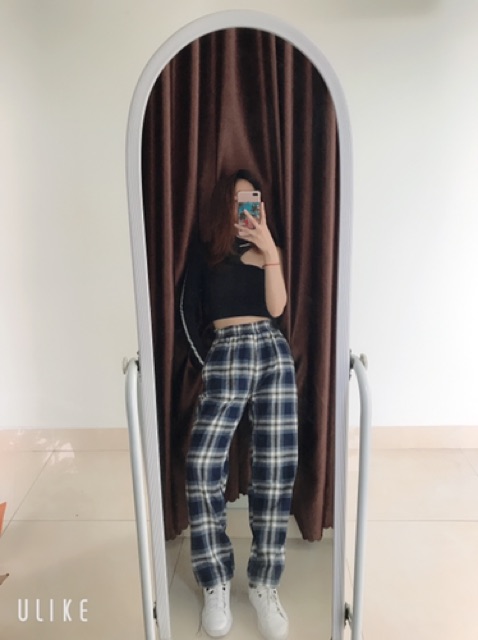 Quần caro paint ống rộng ulzzang unisex (có sẵn, hình thật)
