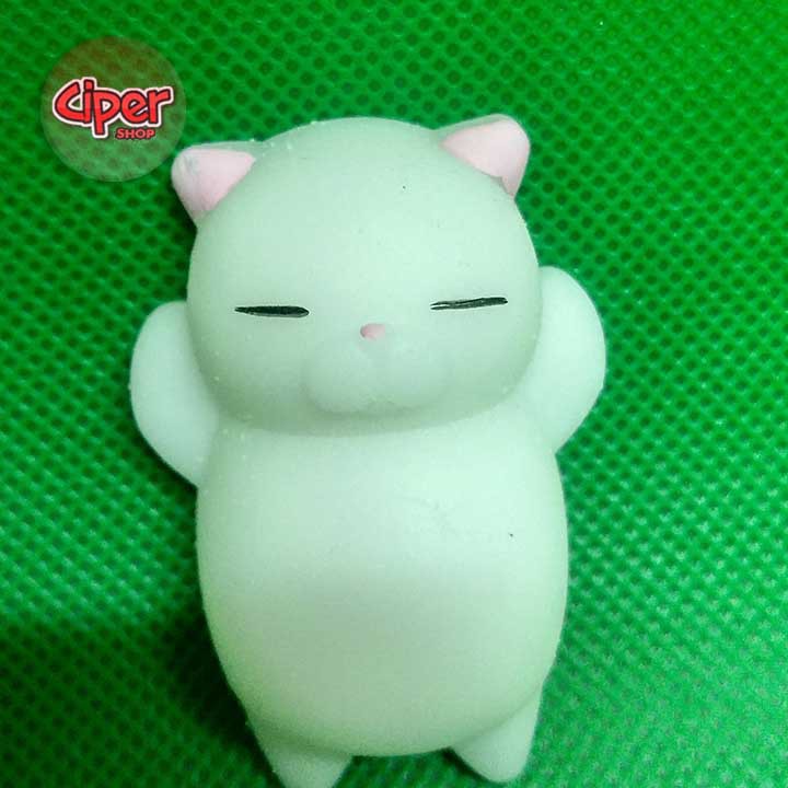 Squishy Mochi Mèo trắng tai hồng