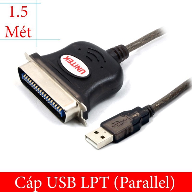 Cáp USB ra LPT/Parallel/CN36 - Dùng cho máy in Kim Epson/Máy in HP/Canon đời cũ 1.5 Mét UNITEK Y-120