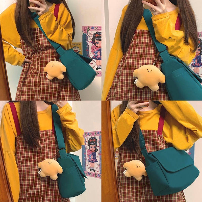 INS Korean Style Simple Pure Color All-Matching Japanese Crossbody Bag Fitness Shoulder Canvas Bag Schoolbag for Men and Women zFF6