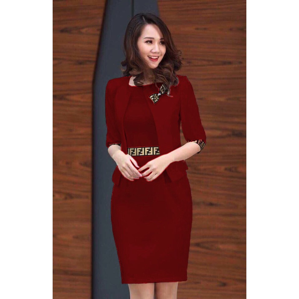 SET BỘ VEST CÔNG SỞ ÁO VEST KÈM ĐẦM THIẾT KẾ CAO CẤP CÓ TÚI | BigBuy360 - bigbuy360.vn