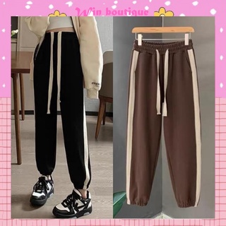 Quần jogger nỉ tăm nữ , phối sọc dệt cao cấp