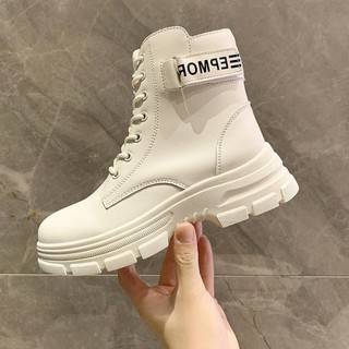 Giày Boots, Giày Boot Nữ Lót Lông Bên Trong Phối Viền Chữ Kèm Dây Buộc Phong Cách Trẻ Trung Năng Động, Thời Trang Hàn