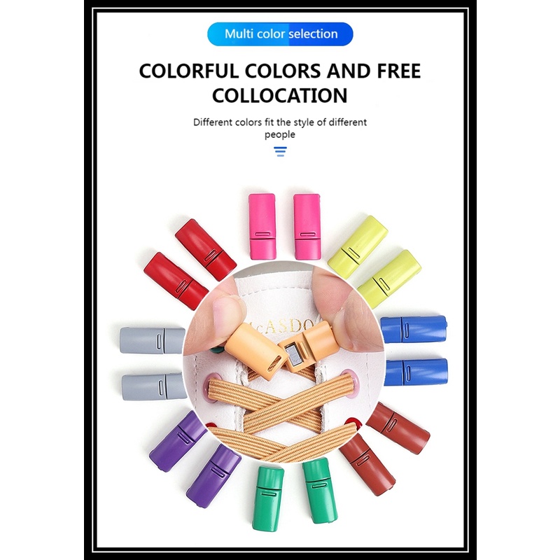 1 Cặp Dây Giày Nam Châm Co Giãn Màu Trắng/Đen