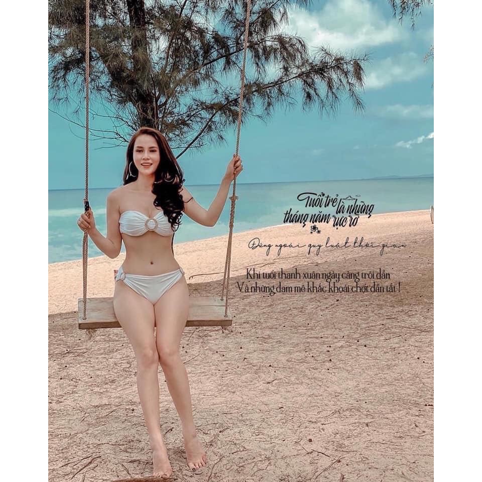 Bikini Áo tắm hai mảnh nơ cúp ngực có gắn đá sang chảnh 3 màu | BigBuy360 - bigbuy360.vn