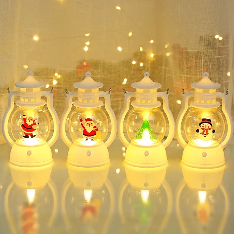 Đèn Lồng Led Hình Ông Già Noel / Người Tuyết Phong Cách Retro Trang Trí Nhà Cửa Dịp Giáng Sinh Năm Mới