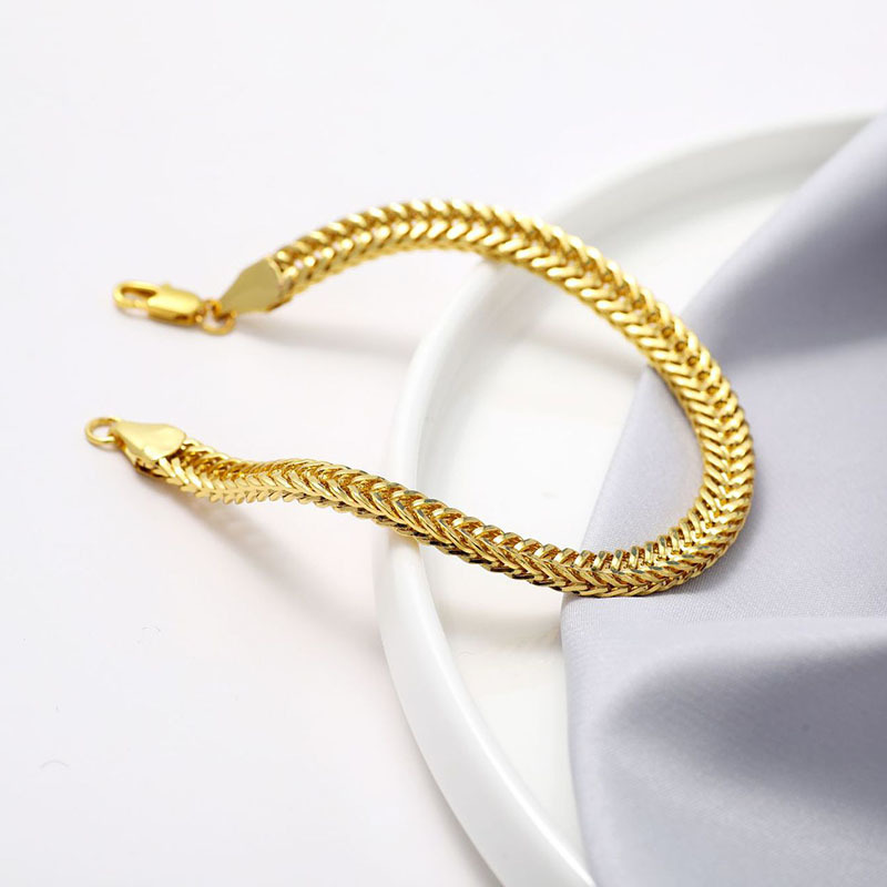 Vòng Tay Kim Loại Mạ Vàng 18k Đơn Giản Thời Trang Phong Cách Hip Hop