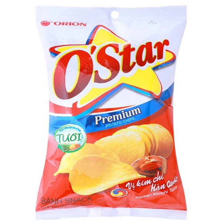 Snack Khoai Tây Ostar Orion Vị Trứng Muối, Kim chi, Muối, Tảo biển, Sườn nướng