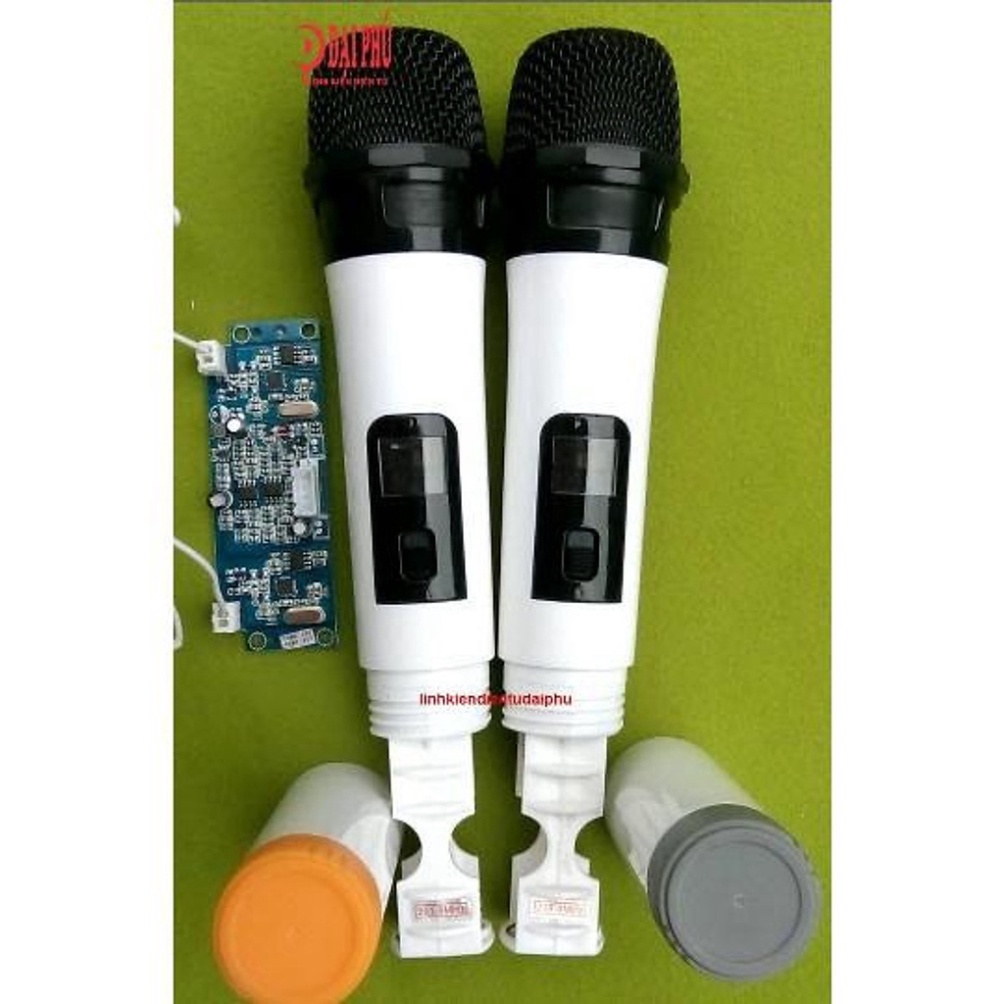 Micro loa kéo Sóng UHF - Bộ 2 micro cho loa kéo trắng bo mạch rời.