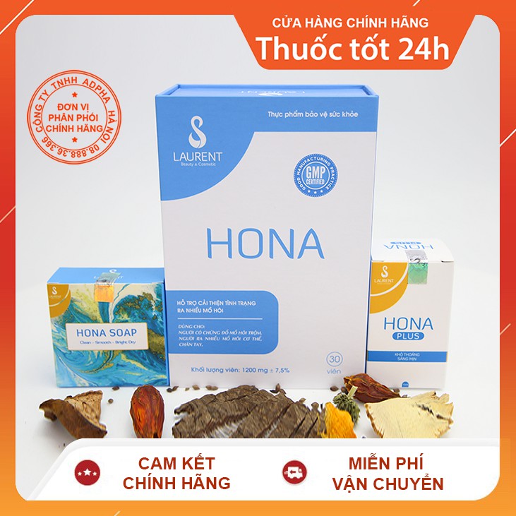 (TẶNG Xà phòng diệt khuẩn) Combo Viên uống Hona + Lăn khử mùi Hona Plus
