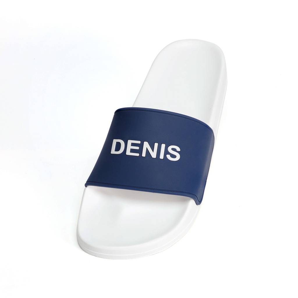 Dép quai ngang Denis Unisex Slipper Quai Xanh Biển Chữ Trắng DN03