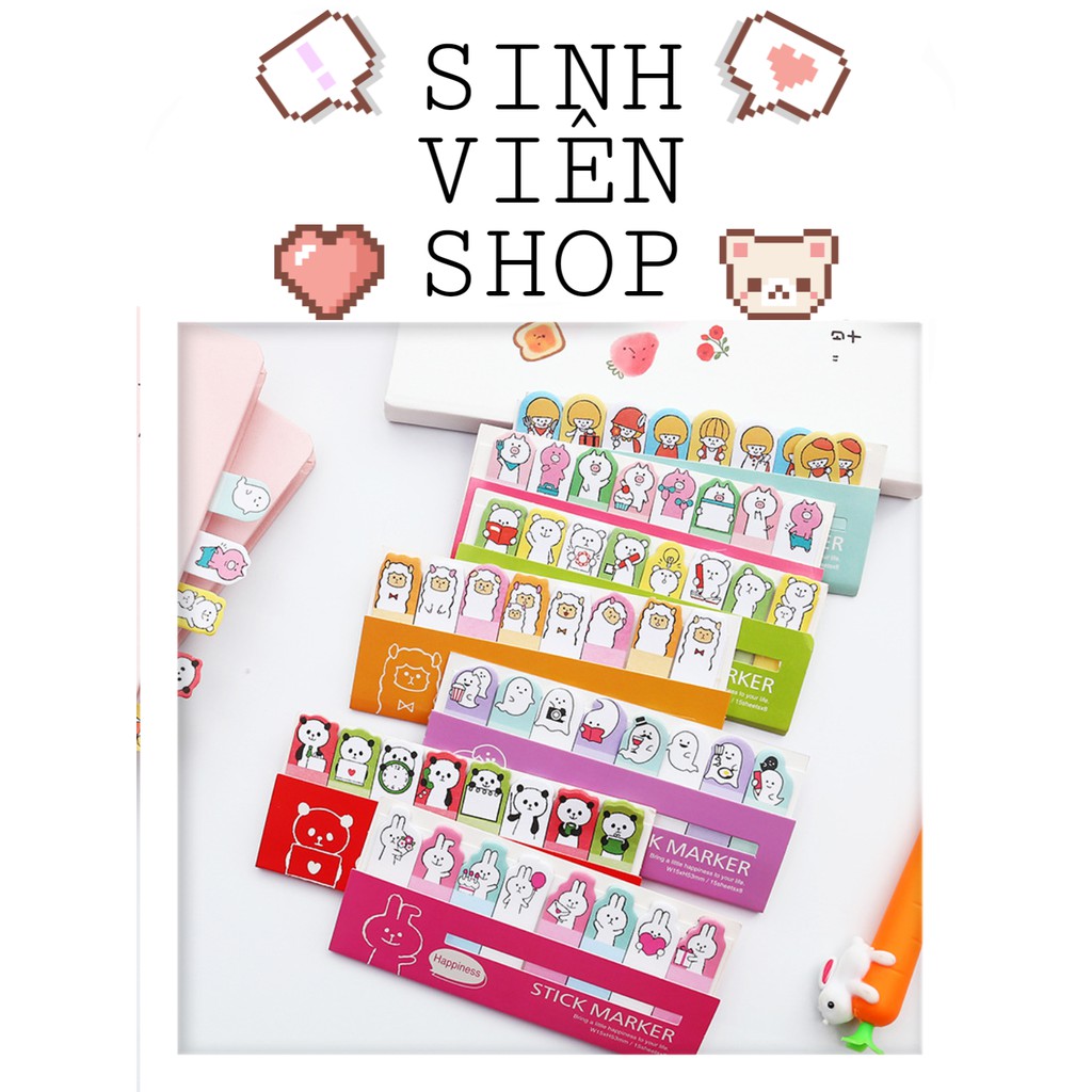 Giấy ghi chú đánh dấu trang, sách bookmark hoạt hình