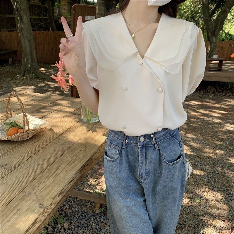 Áo Sơ Mi Tay Ngắn Kẻ Sọc Ca Rô Đính Nơ Thời Trang Mùa Hè 2022 Cho Nữ