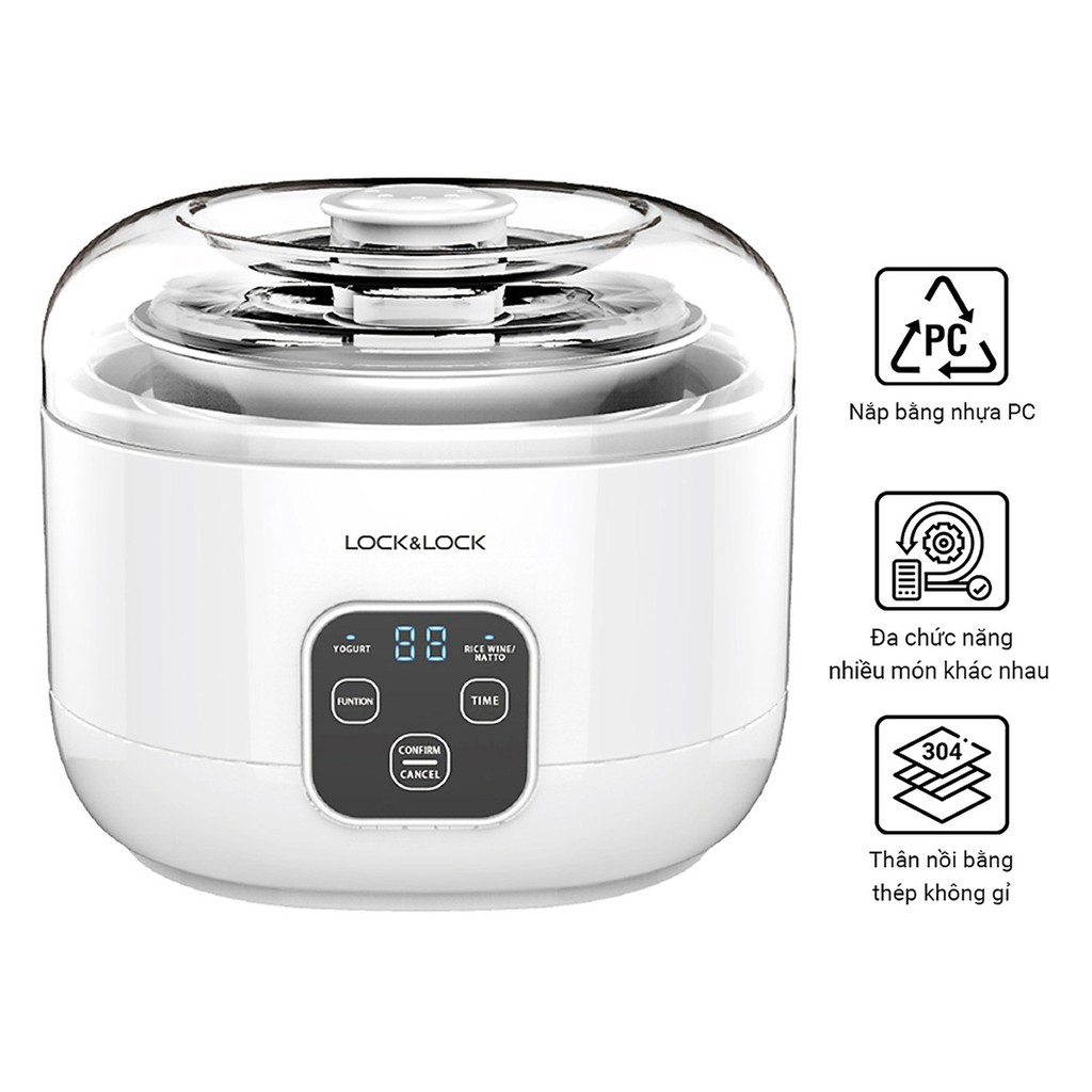 Máy Làm Sữa Chua, Đậu Lên Men Natto Lock&amp;Lock Yogurt Maker 1L EJY211