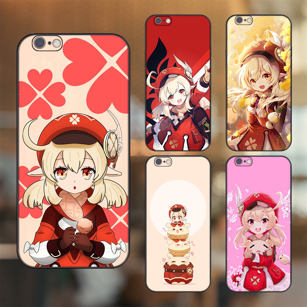 Ốp lưng iPhone 6, 6s dẻo đen cạnh vuông in hình Klee Genshin Impact