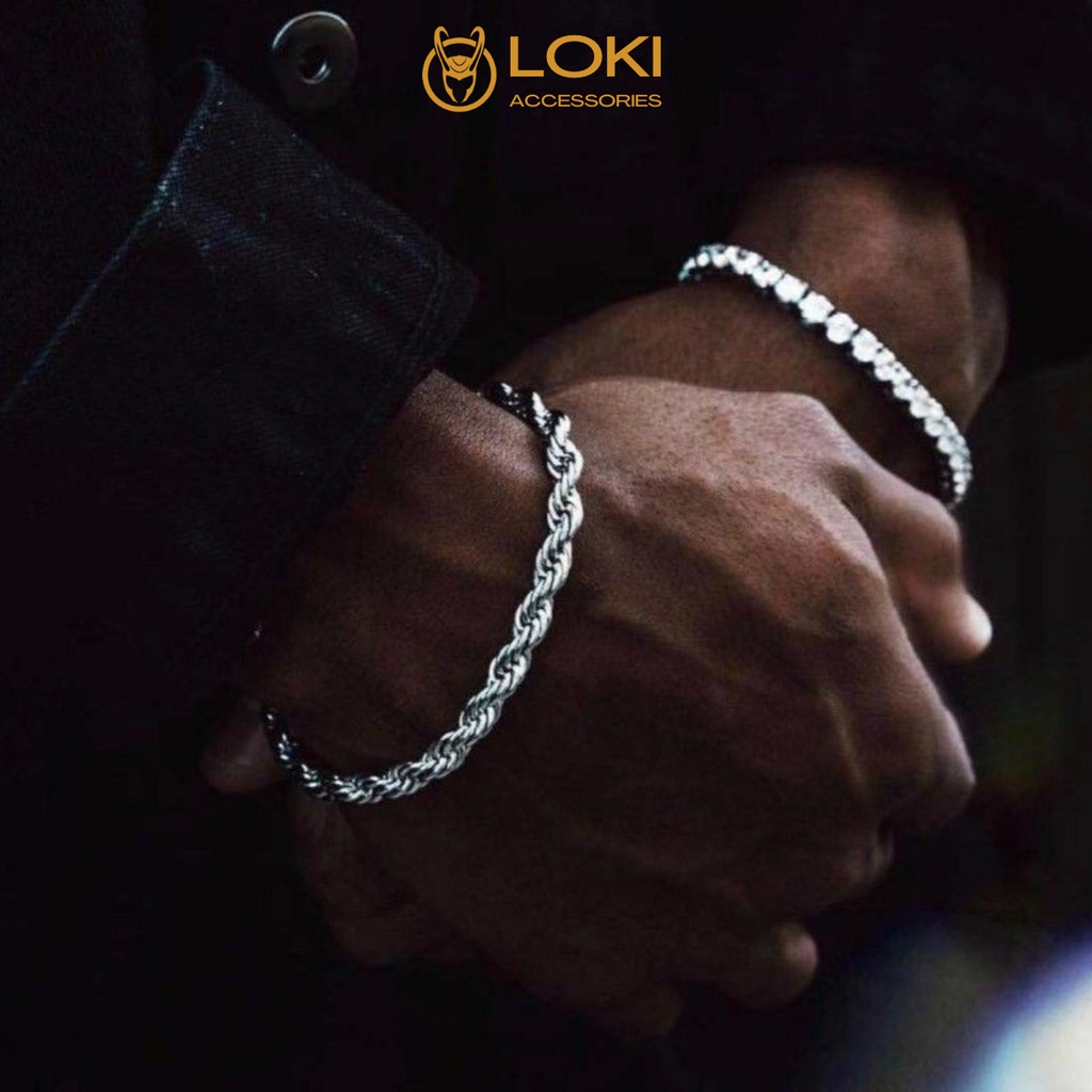 Vòng Tay Dây Thừng Dành Cho Nam Nữ Unisex Thời Trang Loki Accessories Màu Vàng Bạc Chất Liệu Inox - Vòng Smooth