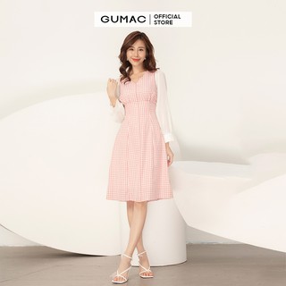 Đầm nữ cổ v phối tay gumac da9100