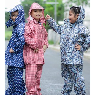 Bộ Quần Áo Mưa Vải Dù Số 2 Cho Bé 5-7 Tuổi Chống Thấm