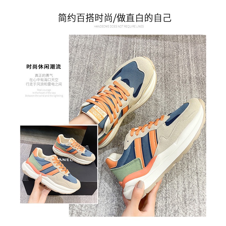 Giày thể thao nữ sọc cam và xám 👟Freeship extra 👟 Giày Quảng Châu Xịn