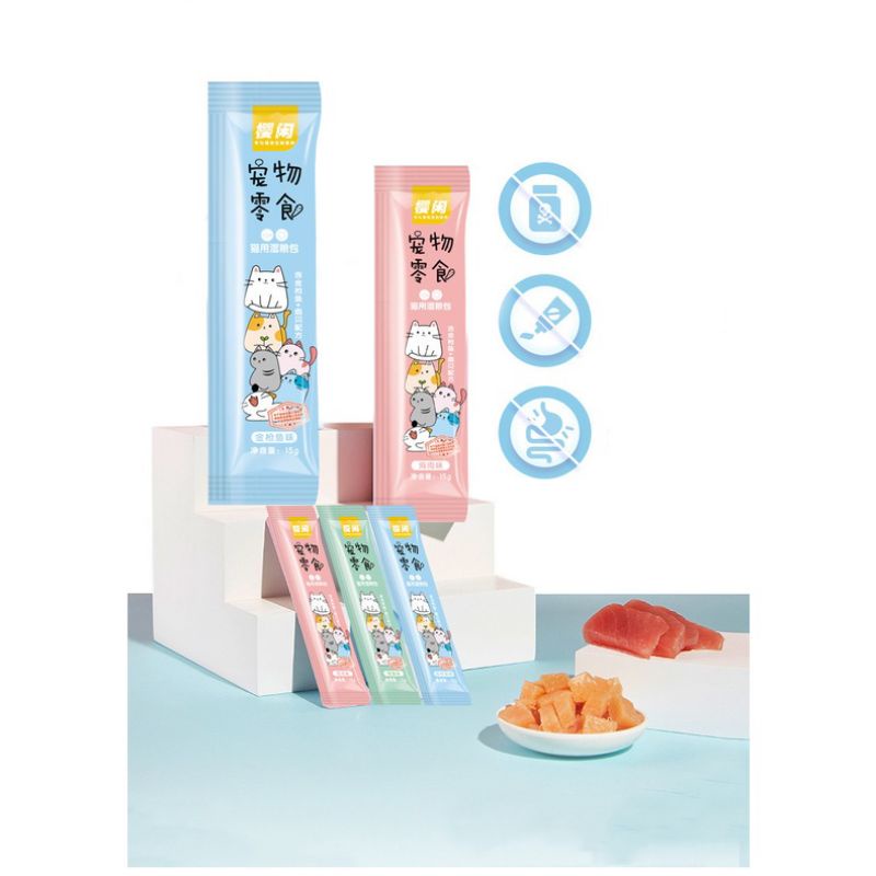 Combo 10 thanh súp thưởng, xúc xích cho chó mèo shizuka bệ hạ catfood mix đủ vị 15g