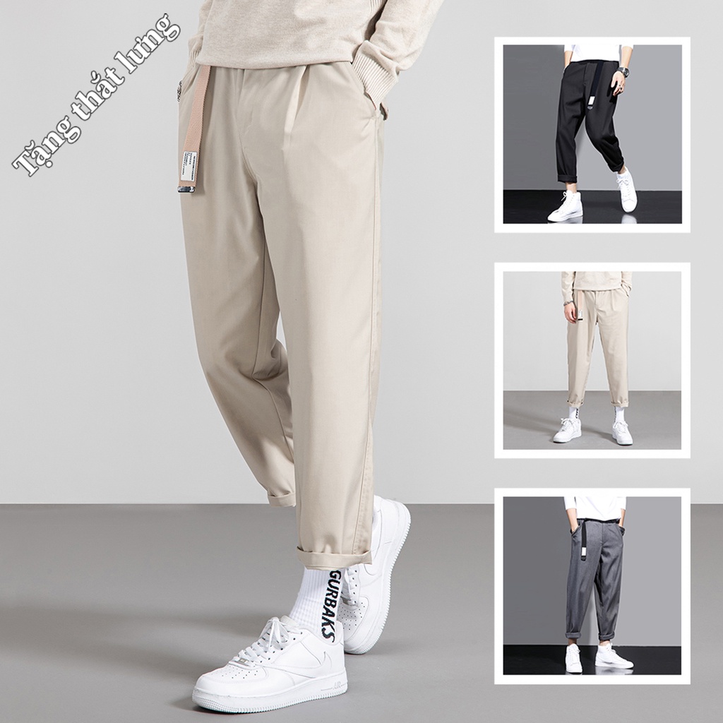 Quần Baggy Nam Chinos Quần Tây Âu Xắn Gấu Ống Suông Basic Lưng Cài Kiểu Dáng Hàn Quốc Trẻ Trung Thời Trang FASHION4MENHN