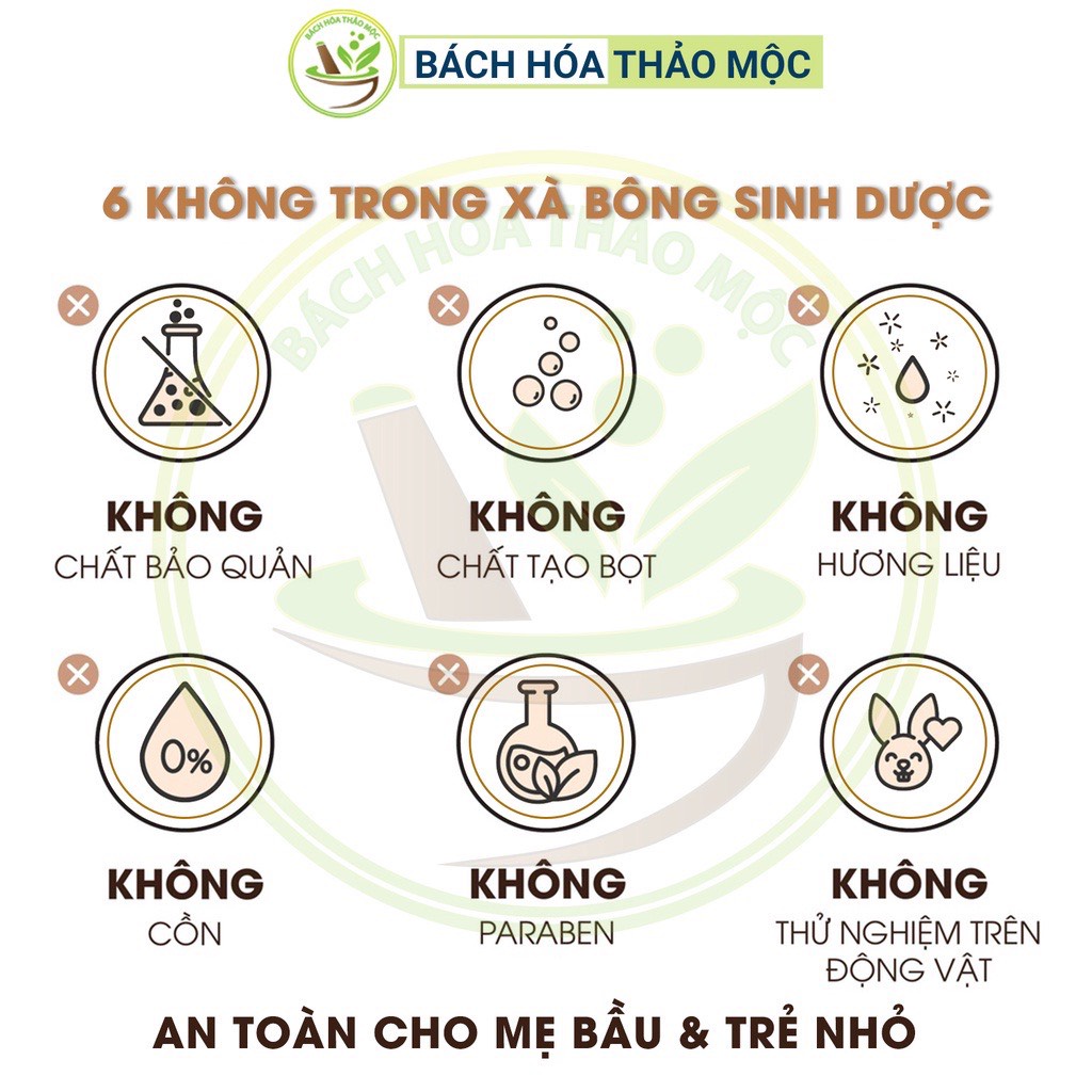 Xà Bông Sinh Dược Thiên Nhiên Đủ 10 loại (Xà Phòng Mướp Đắng Ngừa Mụn, Nghệ Mật Ong, Chùm Ngây Trà Xanh....)