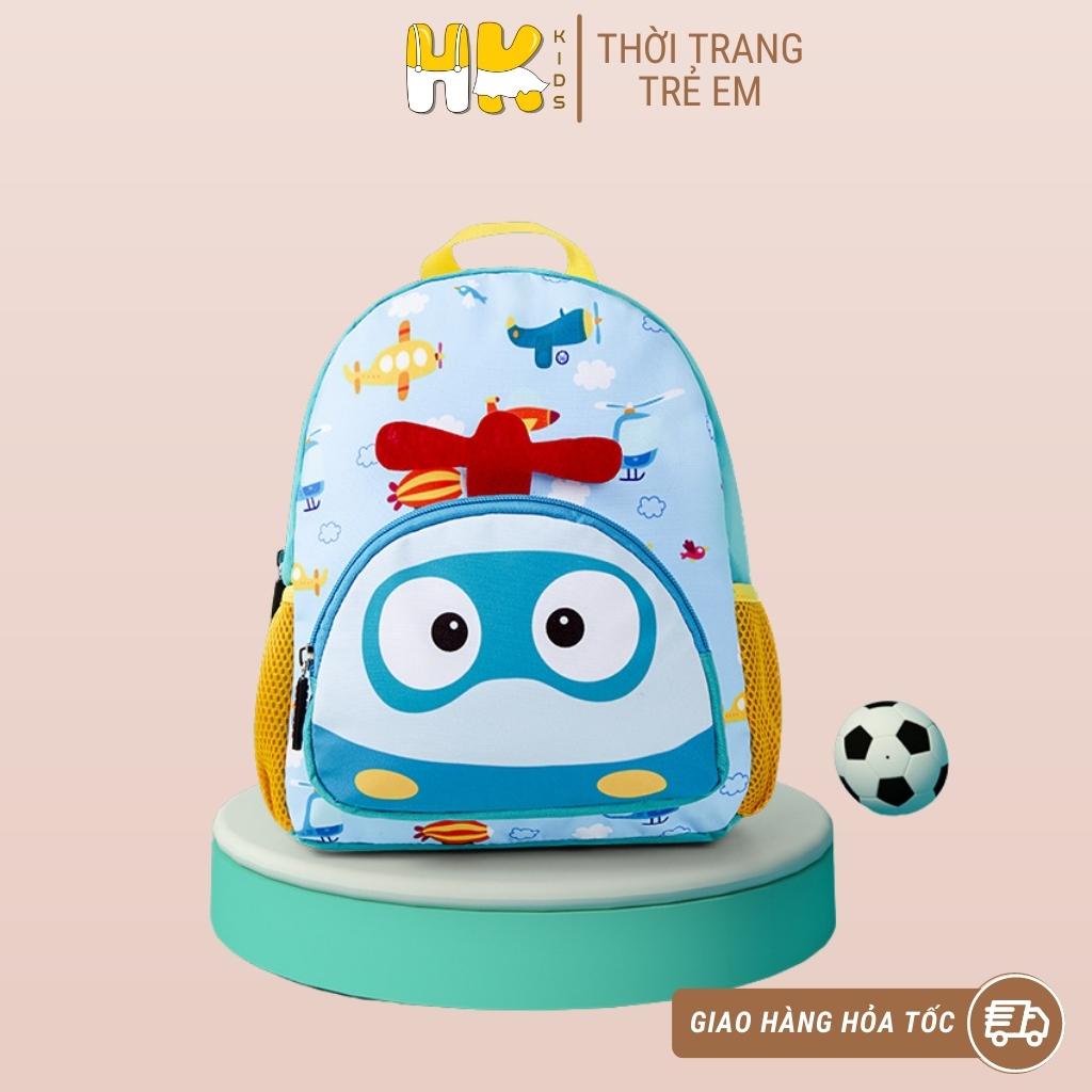 Balo cho bé mẫu giáo HK KIDS, ba lô hình máy bay chất liệu siêu nhẹ chống thấm nước, mềm mại an toàn cho bé đi mầm non