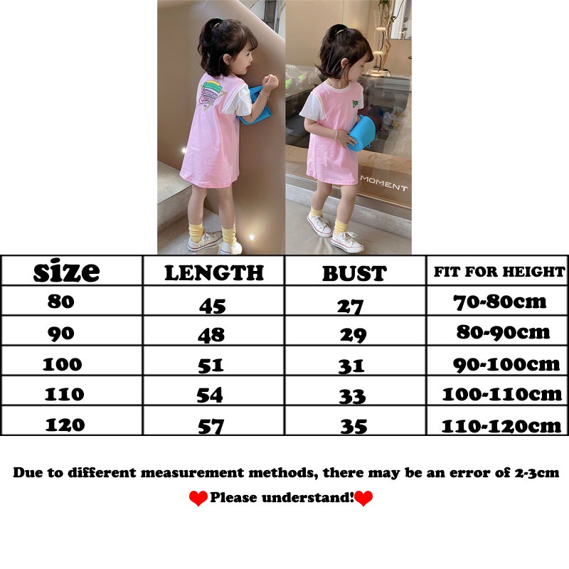 Đầm Thun Cotton Ngắn Tay Hai Lớp Mùa Hè Mới Phong Cách Hàn Quốc Cho Bé Gái