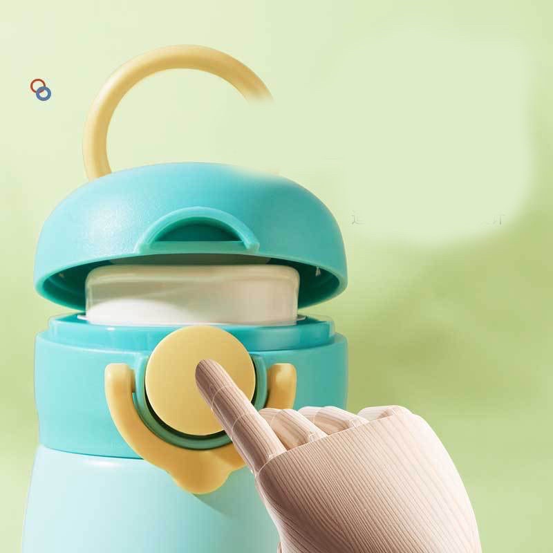 Bình Giữ Nhiệt Hai Lớp Inox 304 480ML Dán Sticker Dễ Thương, Kèm Ống Hút Tiện Lợi