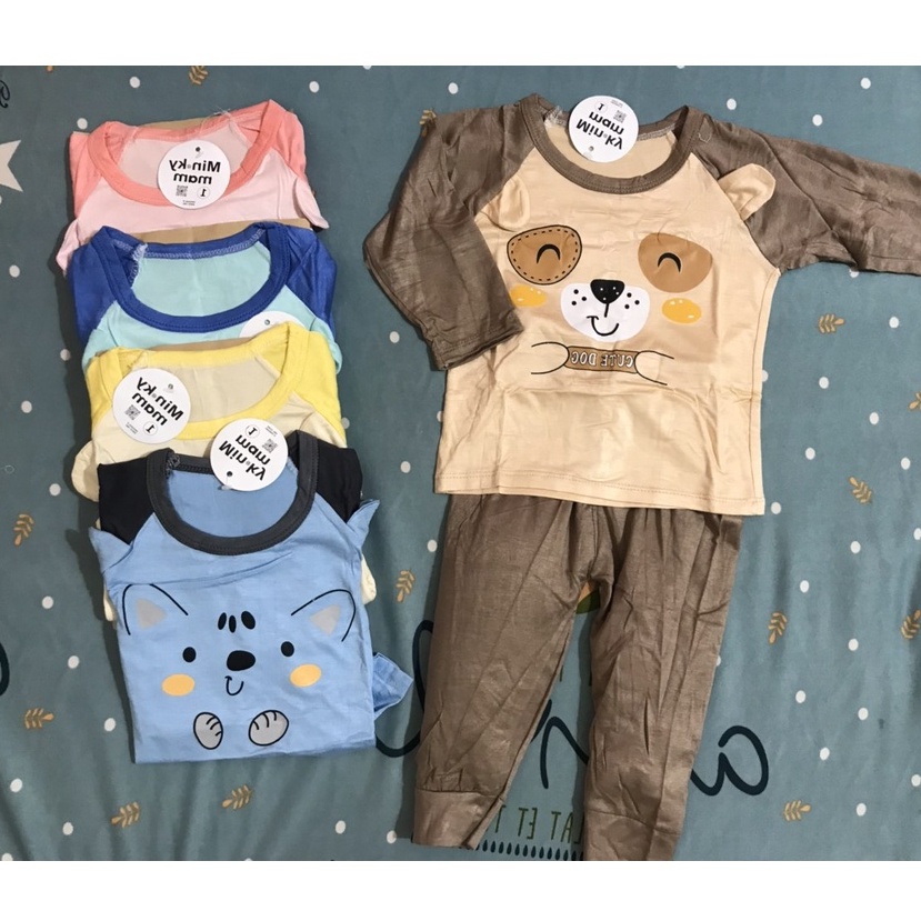 Bộ dài tay minky mom thun lạnh cực mịn cho bé trai gái