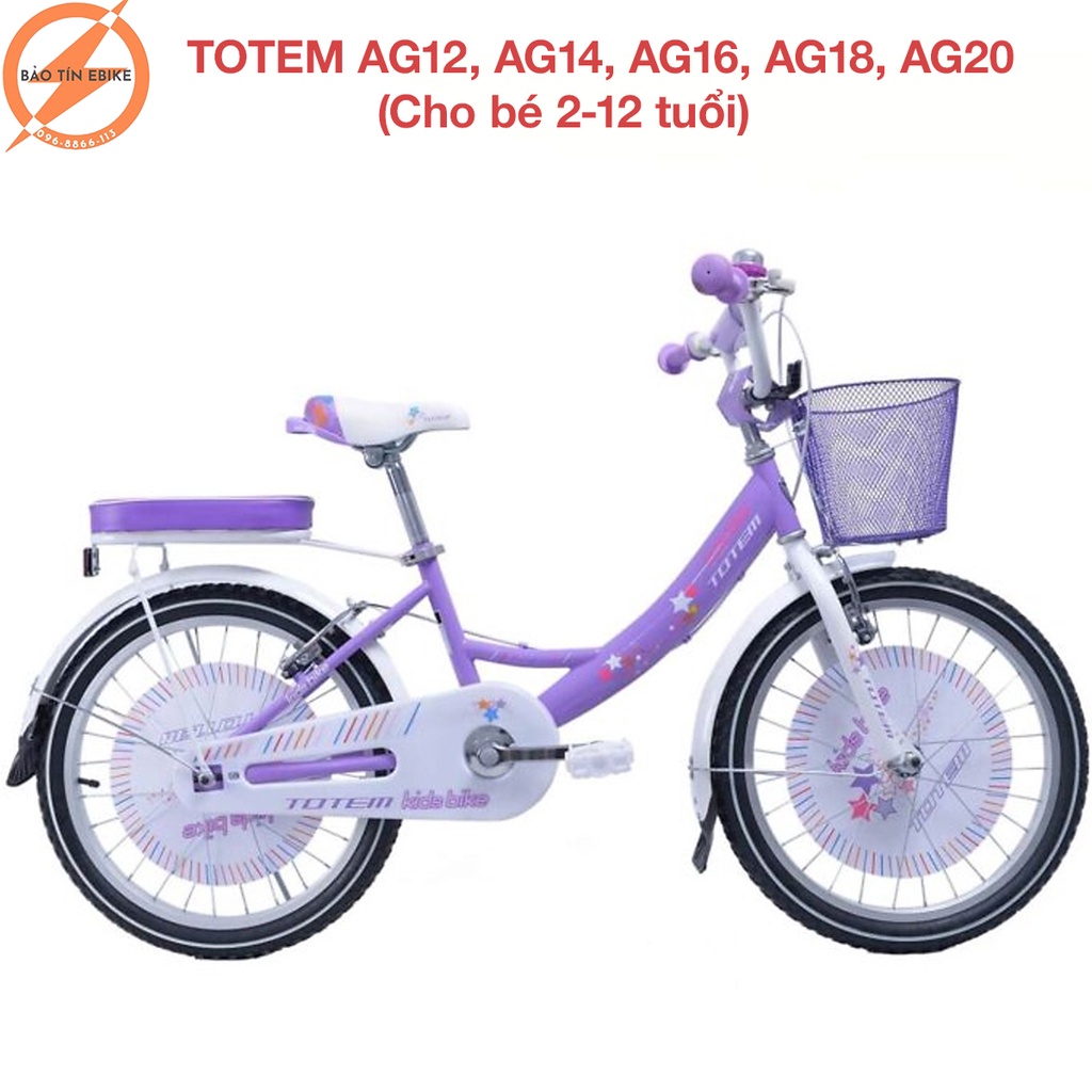 Xe đạp trẻ em cao cấp Totem AG12 AG14 AG16 AG18 G20 cho bé gái 2 tuổi đến 12 tuổi [CHÍNH HÃNG]