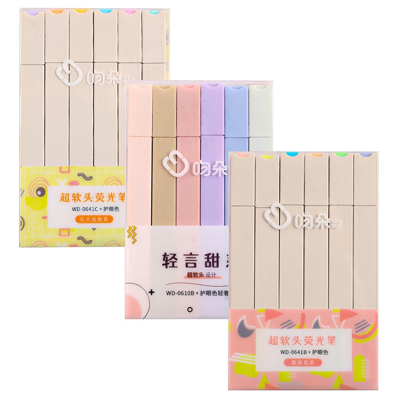 Set 6 Bút Dạ Quang Đầu Mềm Nhiều Màu Sắc DIY