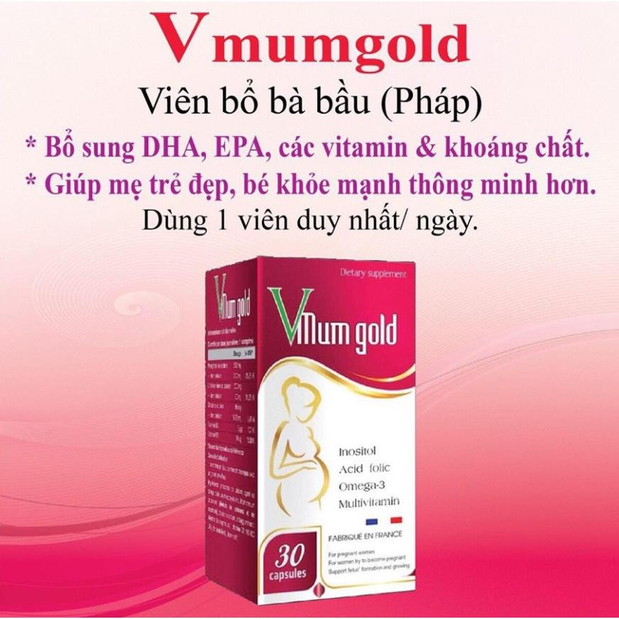 Vitamin bầu Vmum gold – Bổ sung dưỡng chất cho bà bầu giúp thai nhi phát triển khỏe mạnh (30 viên)