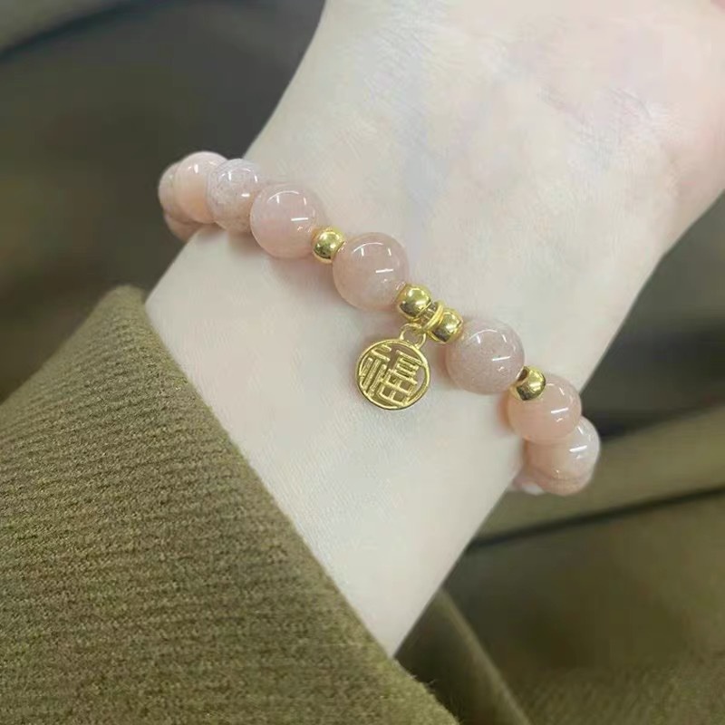 Vòng tay nữ dễ thương đỏ hồng pastel xinh xắn dạng hột có chuông mẫu mới đơn giản lolita VT75