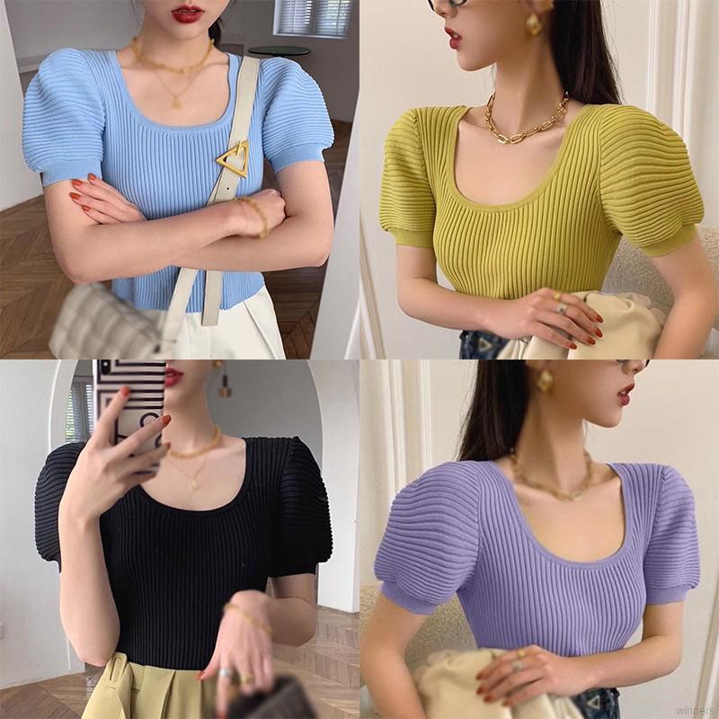 Áo thun tay ngắn cổ tròn màu trơn thiết kế đơn giản thời trang cho nữ