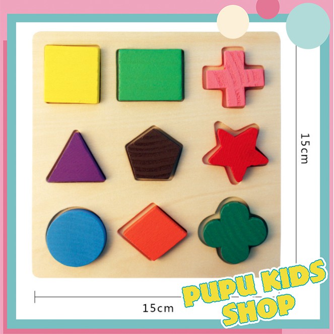 Combo 3 Bảng Xếp Gỗ Hình Học - Đồ Chơi Phát Triển Trí Tuệ Cho Bé