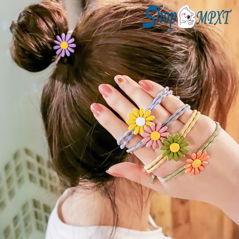 Dây Buộc Tóc Hoa Cúc Hàn Quốc nhiều màu sắc - thun đôi cực bền - co giãn thoải mái