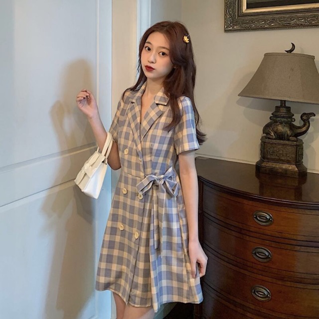 🌱🌱VÁY KẺ THẮT EO🌱🌱