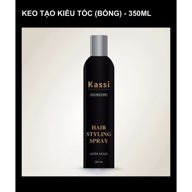 Keo xịt bóng Kassi 350ml _Keo xịt bóng tạo kiểu tóc Hair styling spray Kassi chính hãng date mới.
