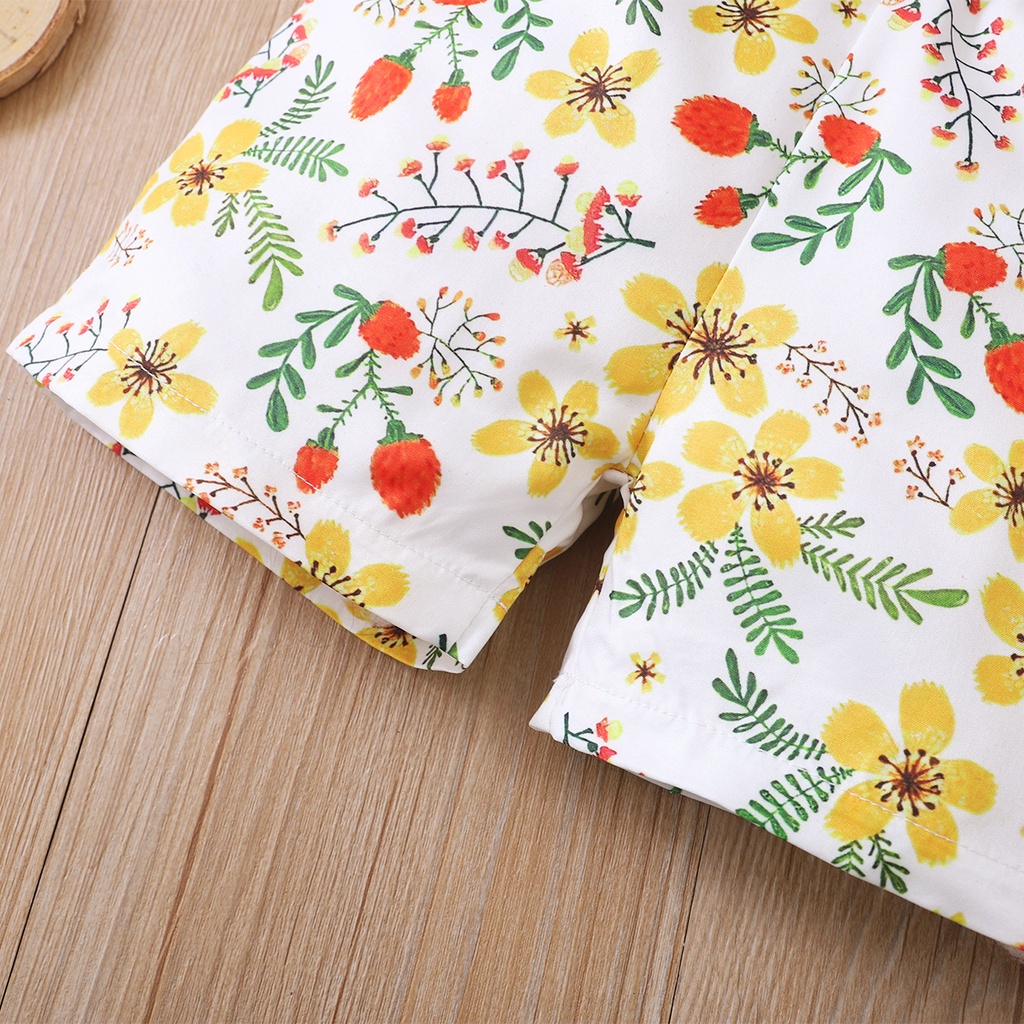 Áo liền quần MIKRDOO trễ vai họa tiết hoa xinh xắn dành cho bé gái