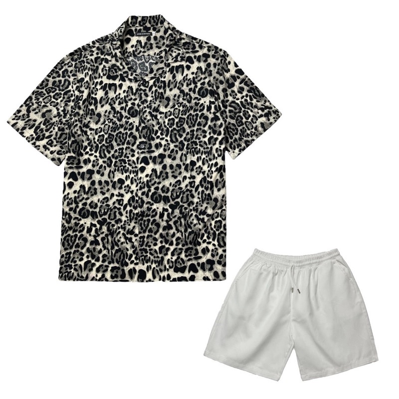 Áo sơ mi cộc tay unisex form rộng họa tiết BÁO XÁM MỚI cho nam nữ | DUYHI | Ảnh thật