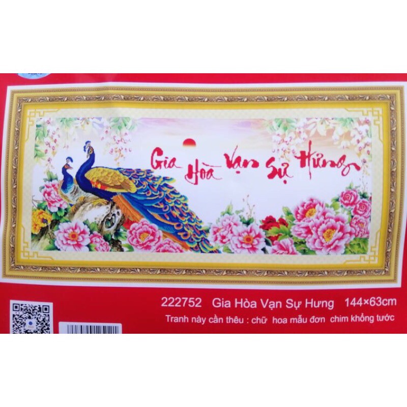 Tranh thêu chữ thập Gia Hoà Vạn Sự Hưng 222752 (144x63) chưa thêu